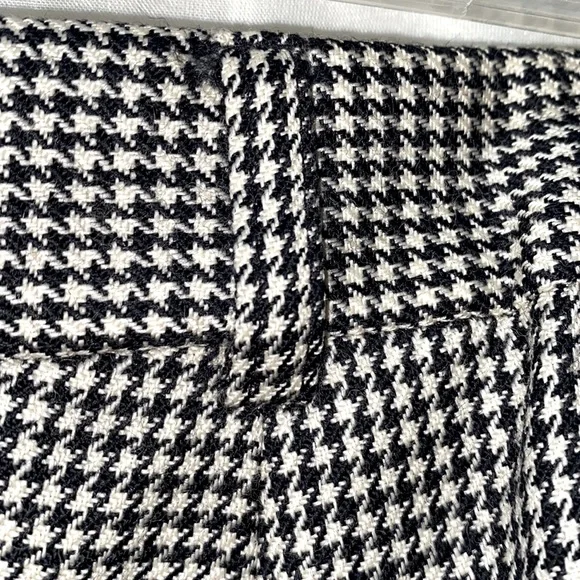 100% WORSTED WOOL HOUNDSTOOTH DRESS PANTS PLEATED BLK/WHT SZ 12